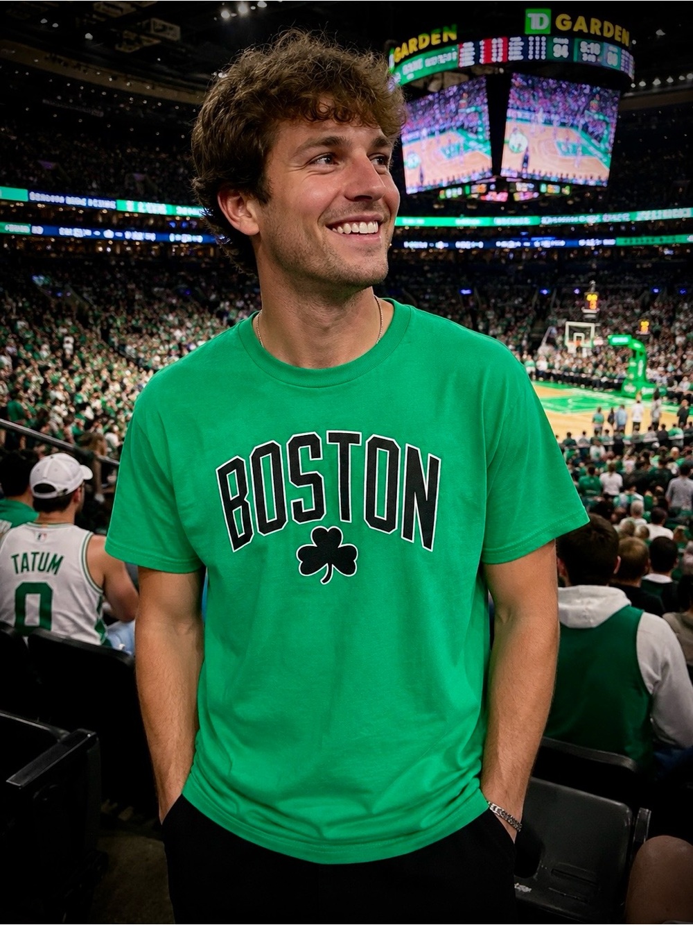 Gildan Green Boston Tee with Shamrock Graphic #1340